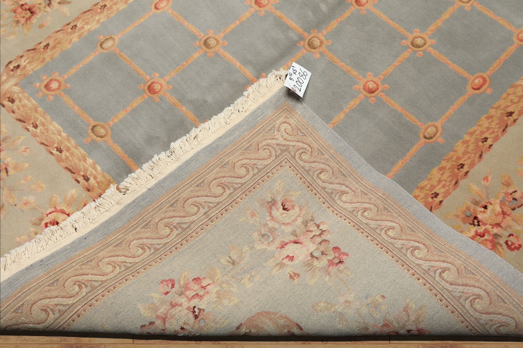 6x9 Aqua, Mint, Tan Color Hand Knotted French Aubusson Savonerrie Wool & Silk Traditional Oriental Rug