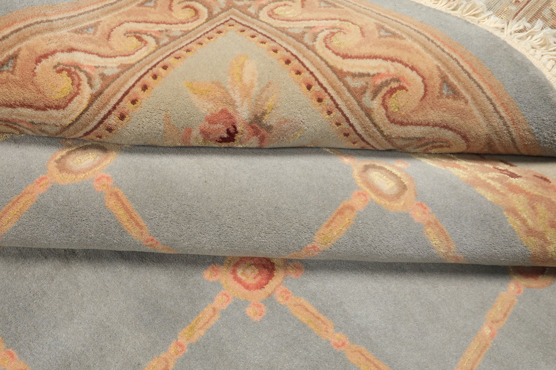 6x9 Aqua, Mint, Tan Color Hand Knotted French Aubusson Savonerrie Wool & Silk Traditional Oriental Rug