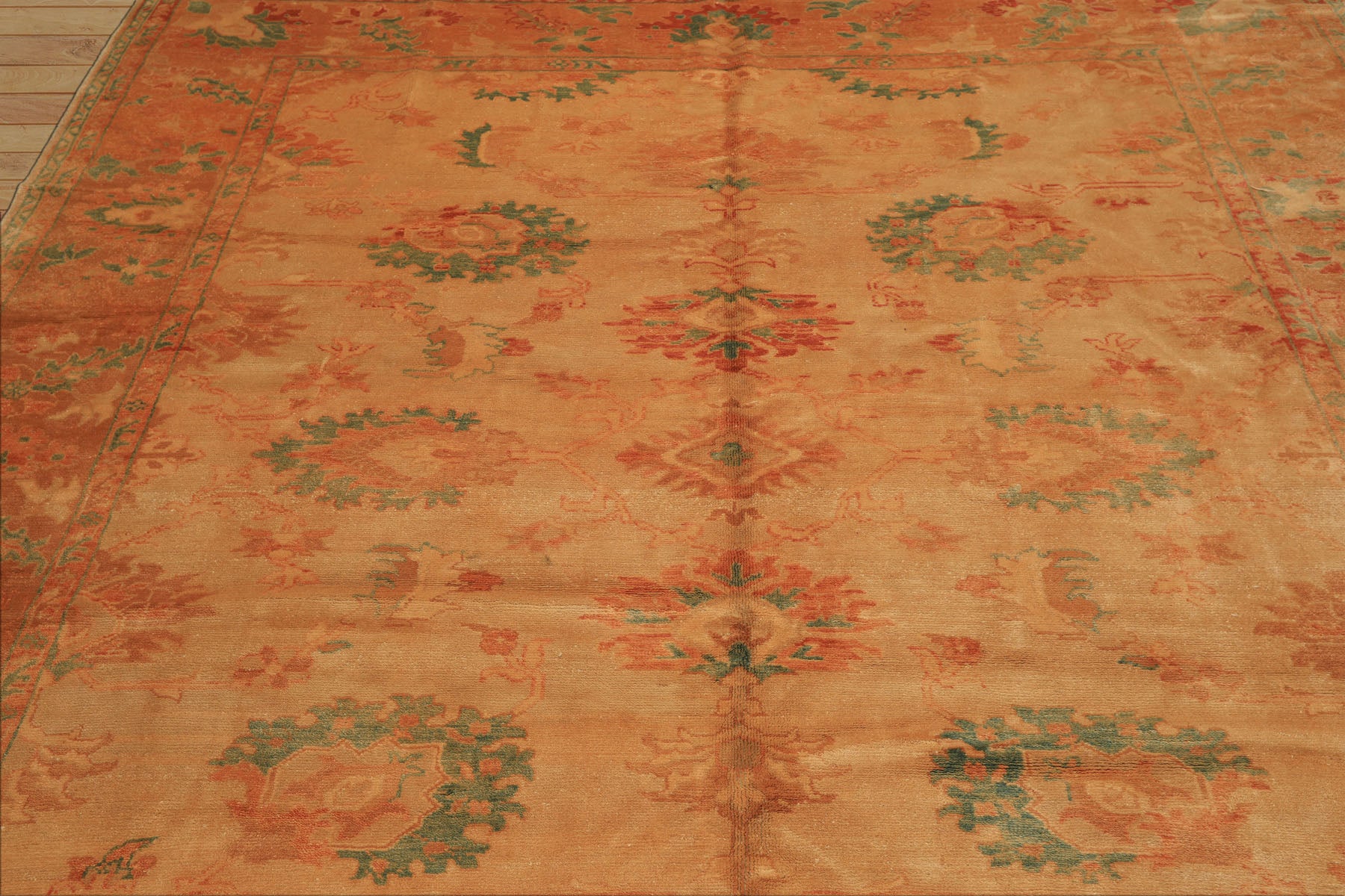 8x9 Beige, Gold, Aqua Color Hand Knotted Oushak Wool Arts & Crafts Oriental Rug