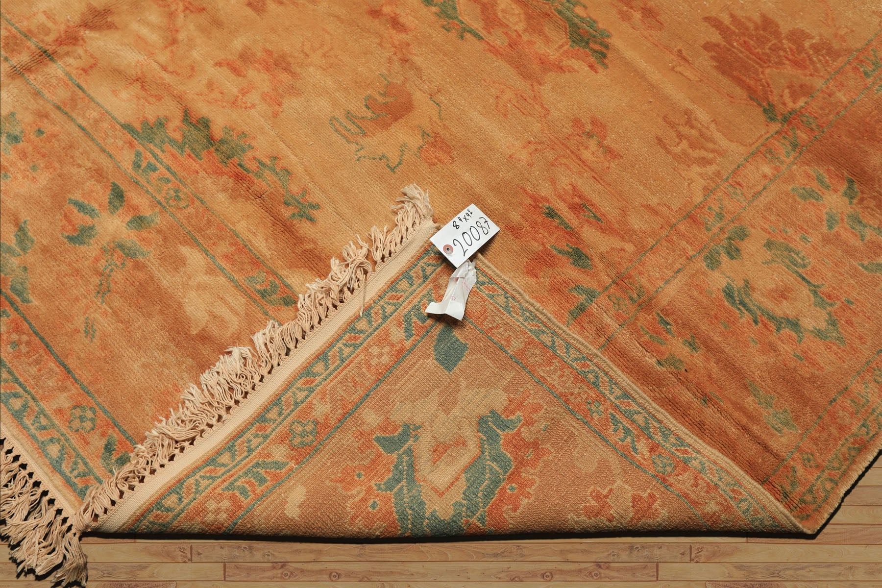 8x9 Beige, Gold, Aqua Color Hand Knotted Oushak Wool Arts & Crafts Oriental Rug