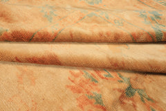 8x9 Beige, Gold, Aqua Color Hand Knotted Oushak Wool Arts & Crafts Oriental Rug