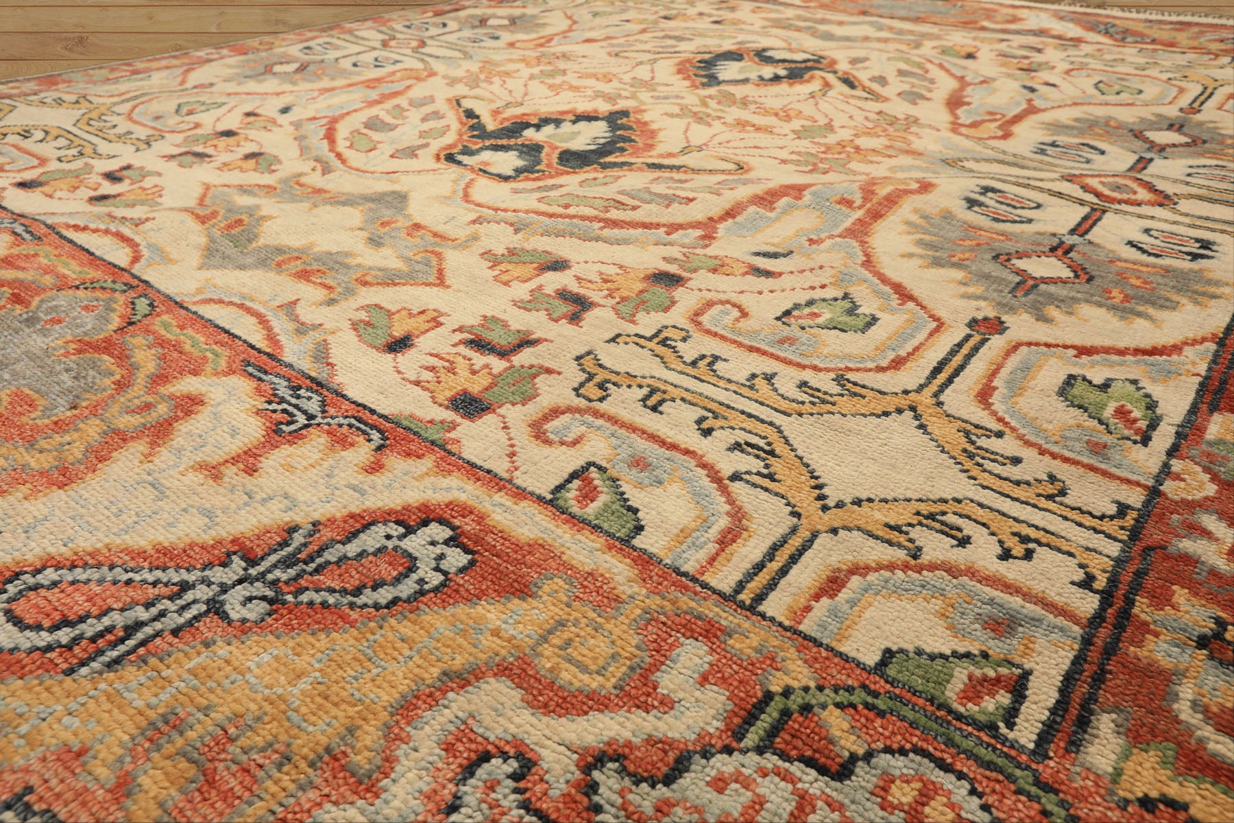 8x10 Beige, Rust, Sage Color Hand Knotted Oushak 100% Wool  Oriental Rug