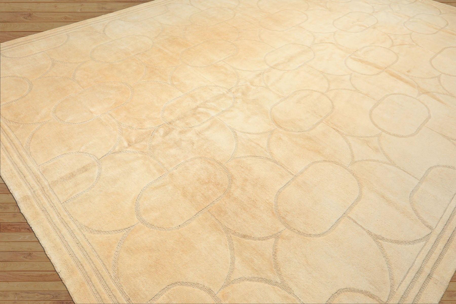 10x14 Ivory, Beige, Color Hand Knotted Tibetan Wool & Linen Art Deco Oriental Rug