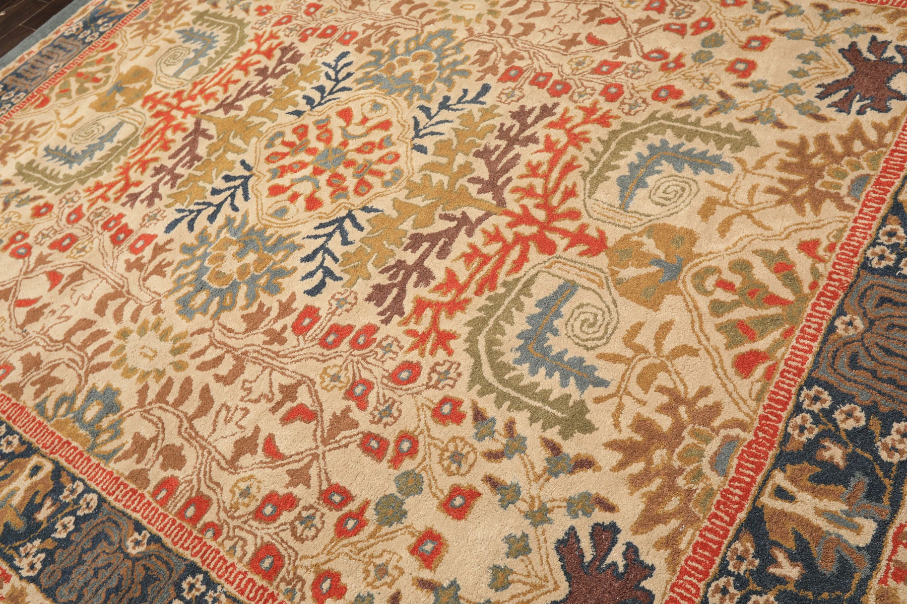 Multi Size Beige, Blue Hand Tufted Hand Made 100% Wool Arts and Craft Transitional Oriental Area Rug