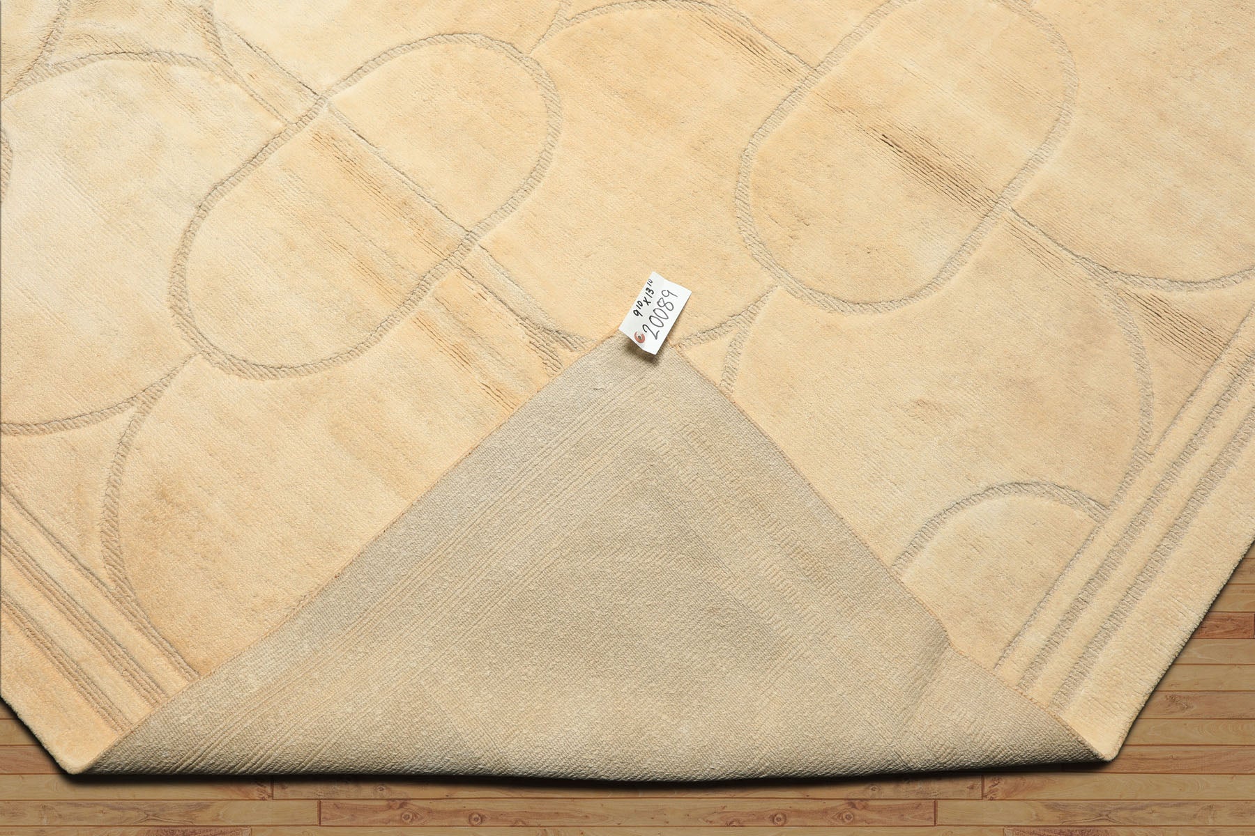 10x14 Ivory, Beige, Color Hand Knotted Tibetan Wool & Linen Art Deco Oriental Rug