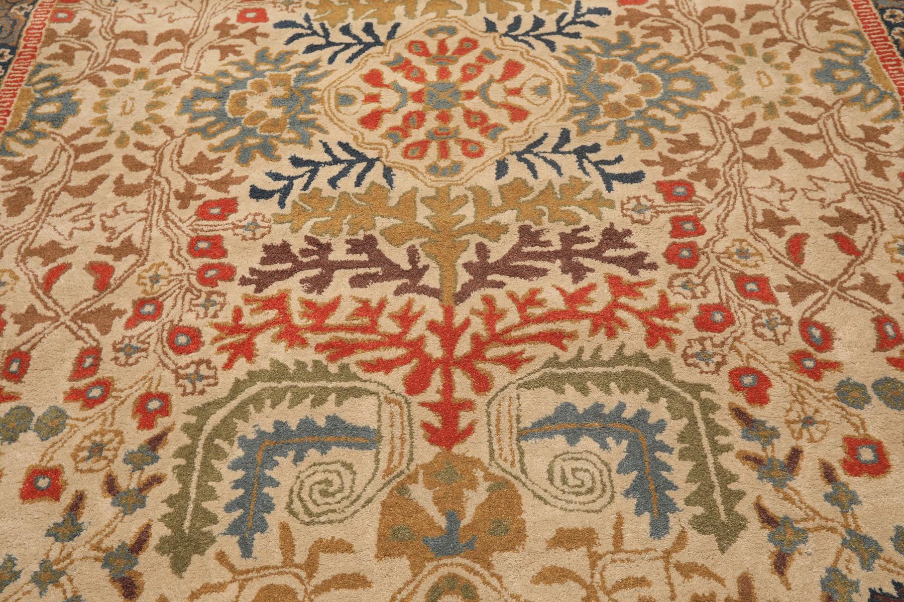 Multi Size Beige, Blue Hand Tufted Hand Made 100% Wool Arts and Craft Transitional Oriental Area Rug