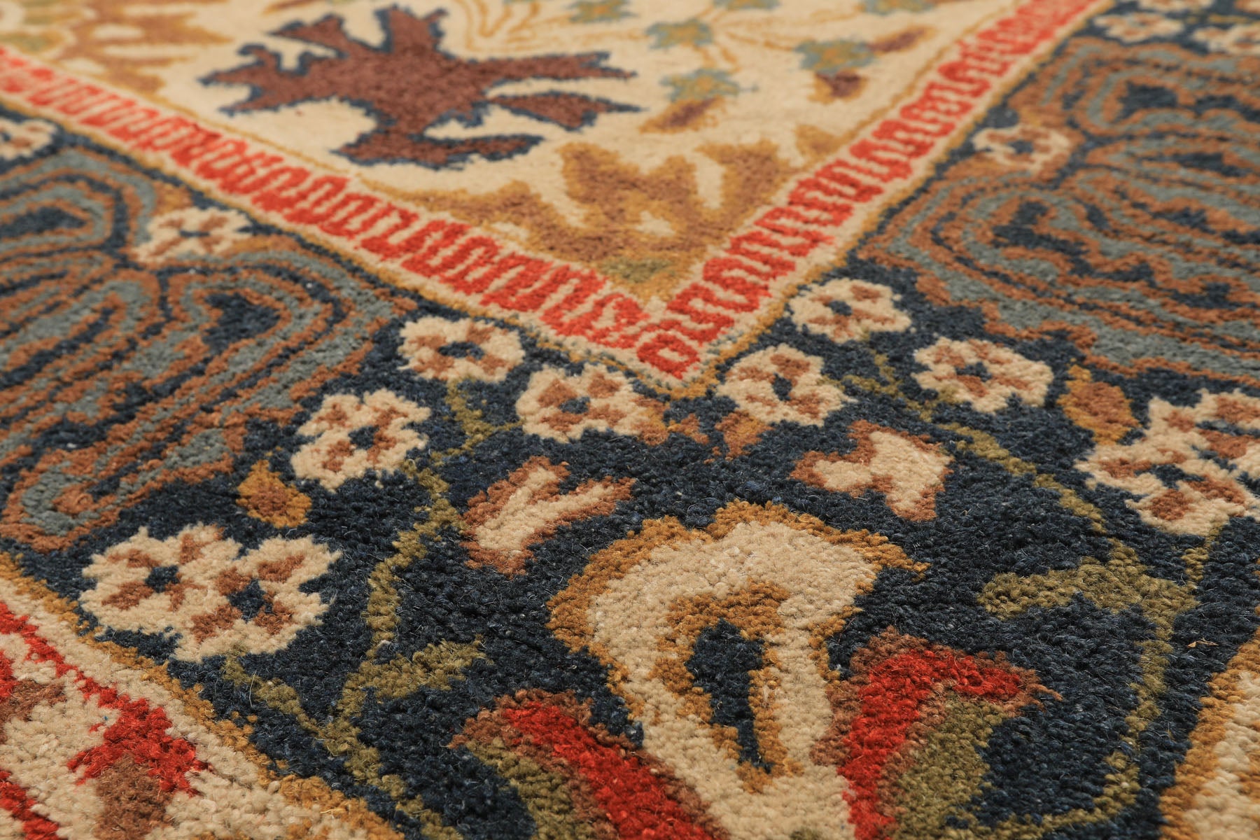 Multi Size Beige, Blue Hand Tufted Hand Made 100% Wool Arts and Craft Transitional Oriental Area Rug