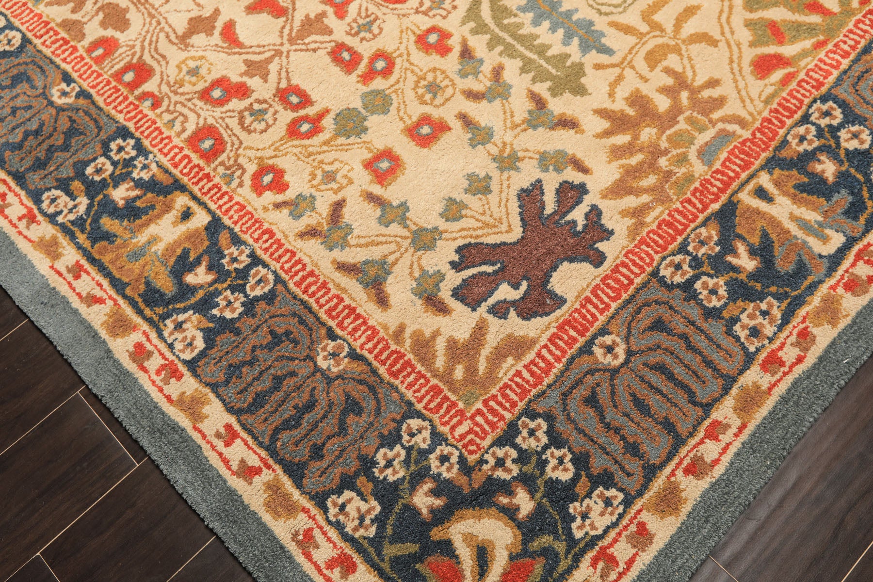 Multi Size Beige, Blue Hand Tufted Hand Made 100% Wool Arts and Craft Transitional Oriental Area Rug
