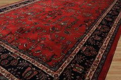 6x9 Burgundy, Navy, Ivory Color Hand Knotted Sarouk Wool Traditional Oriental Rug