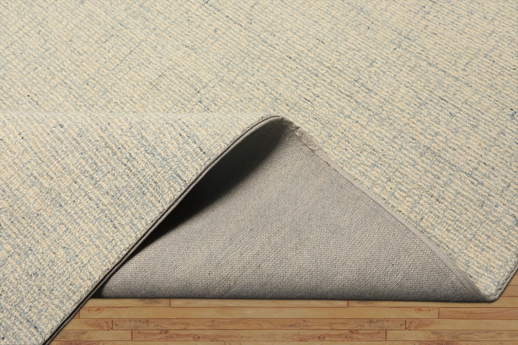 Multi Size Ivory Blue Slate Color Hand Loomed Berber Wool Contemporary Oriental Rug