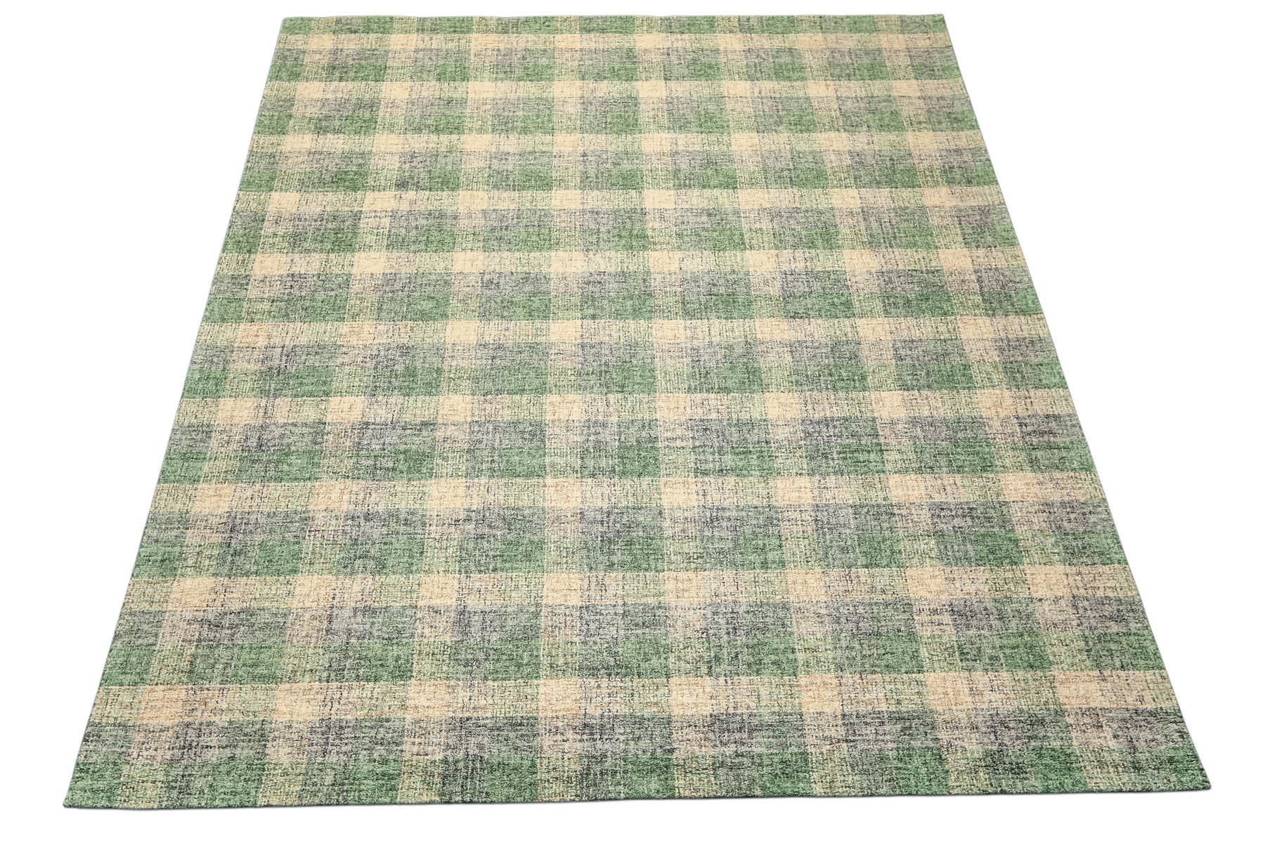 Multi Size Ivory Green Gray Color Hand Hooked  Wool Contemporary Oriental Rug