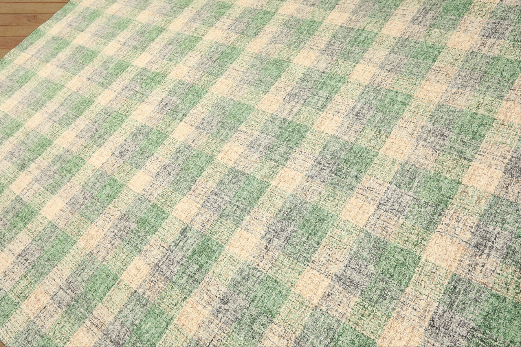Multi Size Ivory Green Gray Color Hand Hooked  Wool Contemporary Oriental Rug