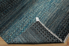 8x10 Blue, Charcoal, Aqua Color Hand Knotted Grass 100% Wool Modern Oriental Rug
