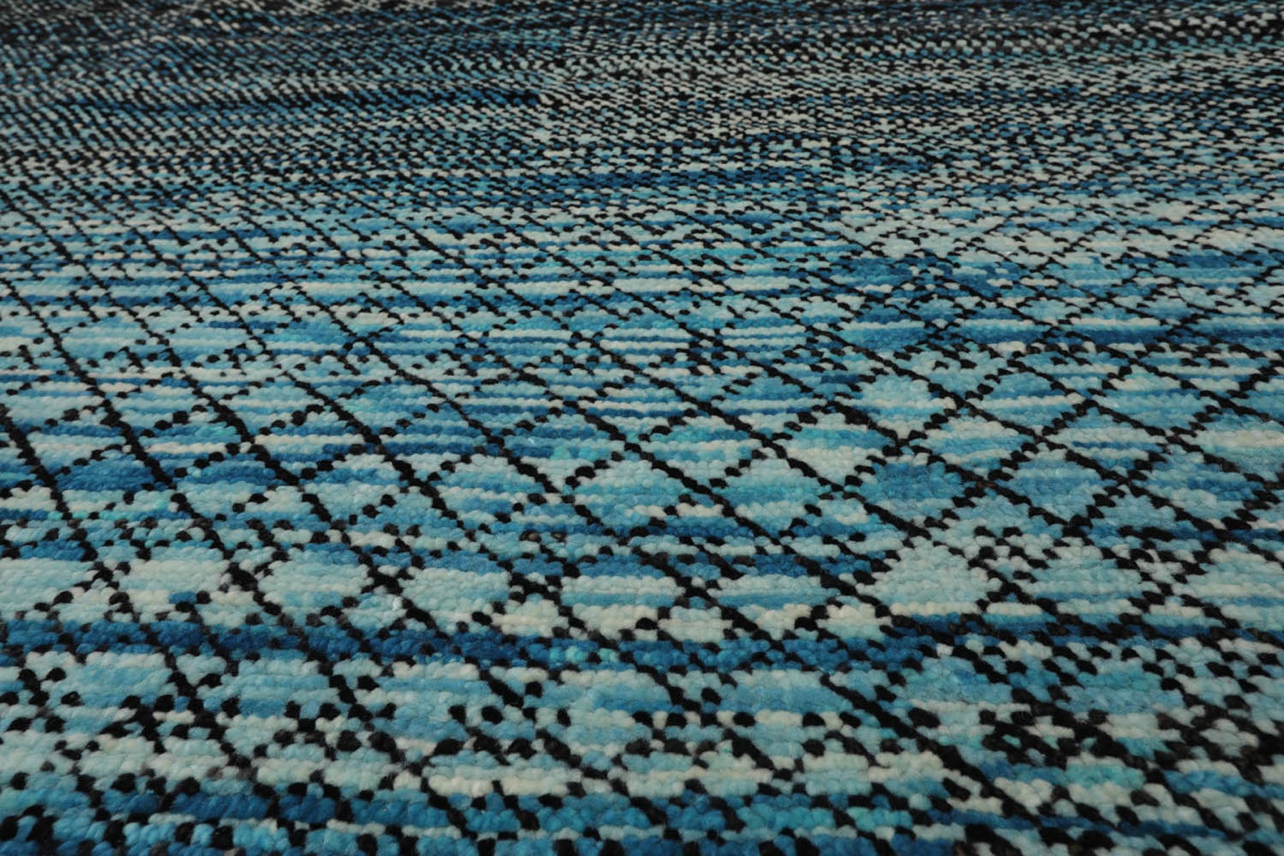 8x10 Blue, Charcoal, Aqua Color Hand Knotted Grass 100% Wool Modern Oriental Rug