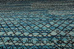 8x10 Blue, Charcoal, Aqua Color Hand Knotted Grass 100% Wool Modern Oriental Rug