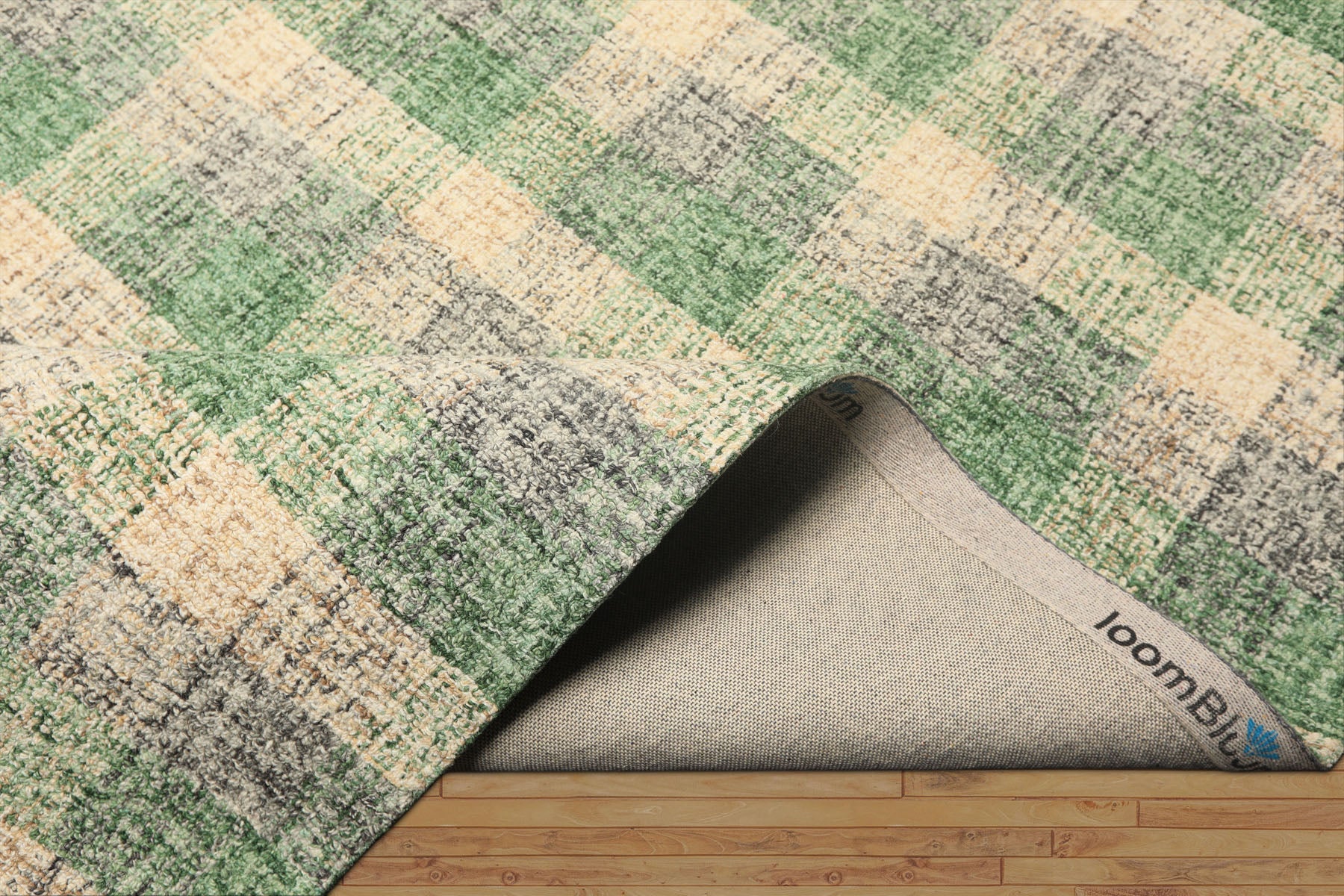 Multi Size Ivory Green Gray Color Hand Hooked  Wool Contemporary Oriental Rug
