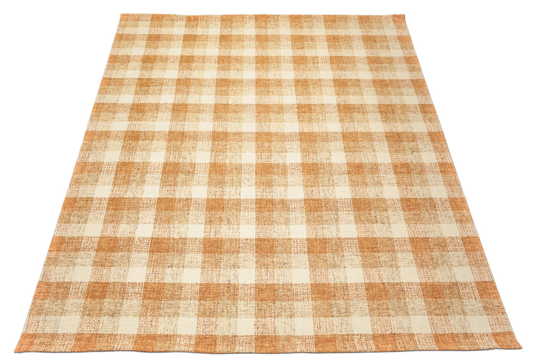 Multi Size Ivory Caramel Beige Color Hand Hooked  Wool Contemporary Oriental Rug
