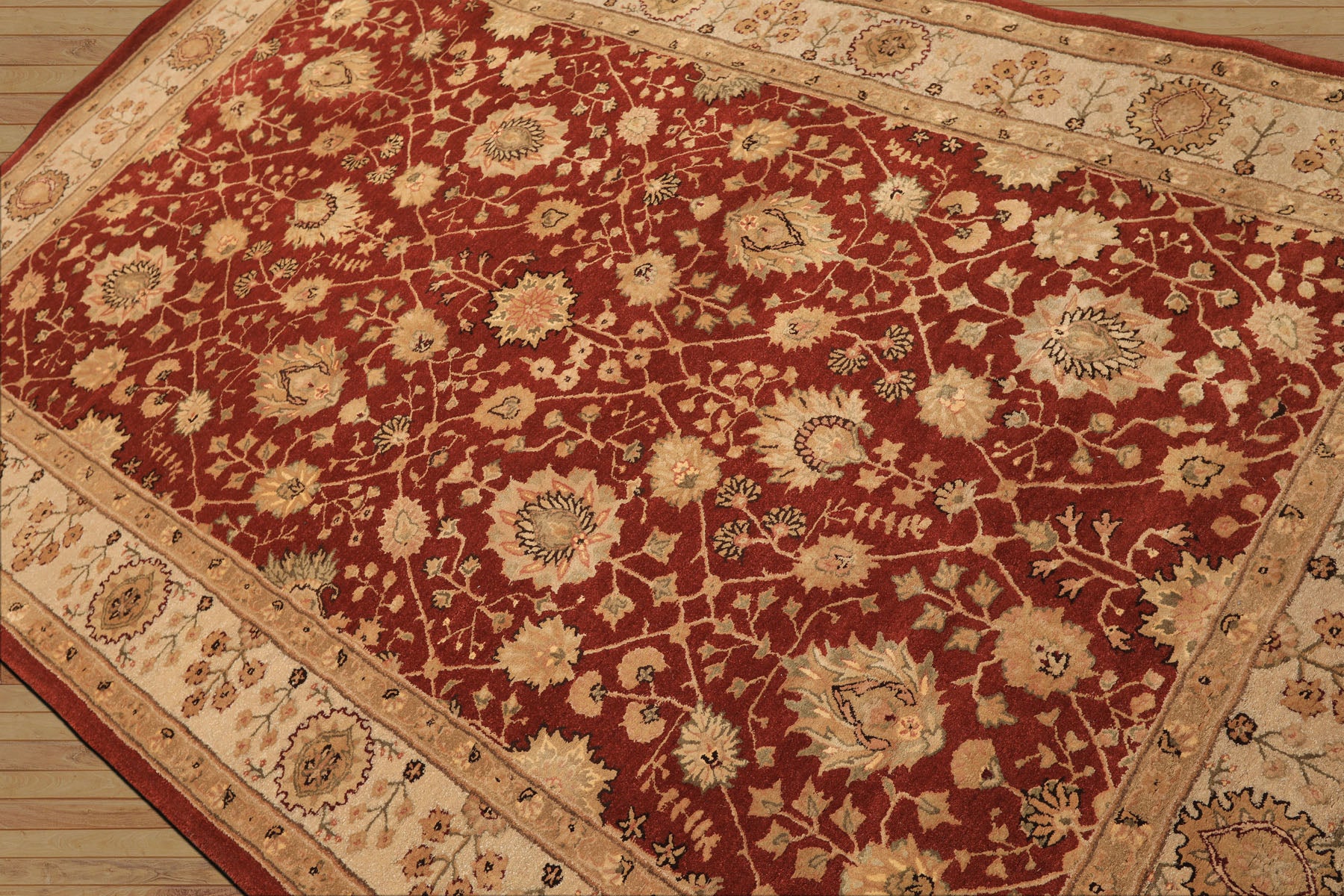 5x8 Burnt Orange, Ivory, Gold Color Hand Tufted Nourison Wool & Silk Traditional Oriental Rug