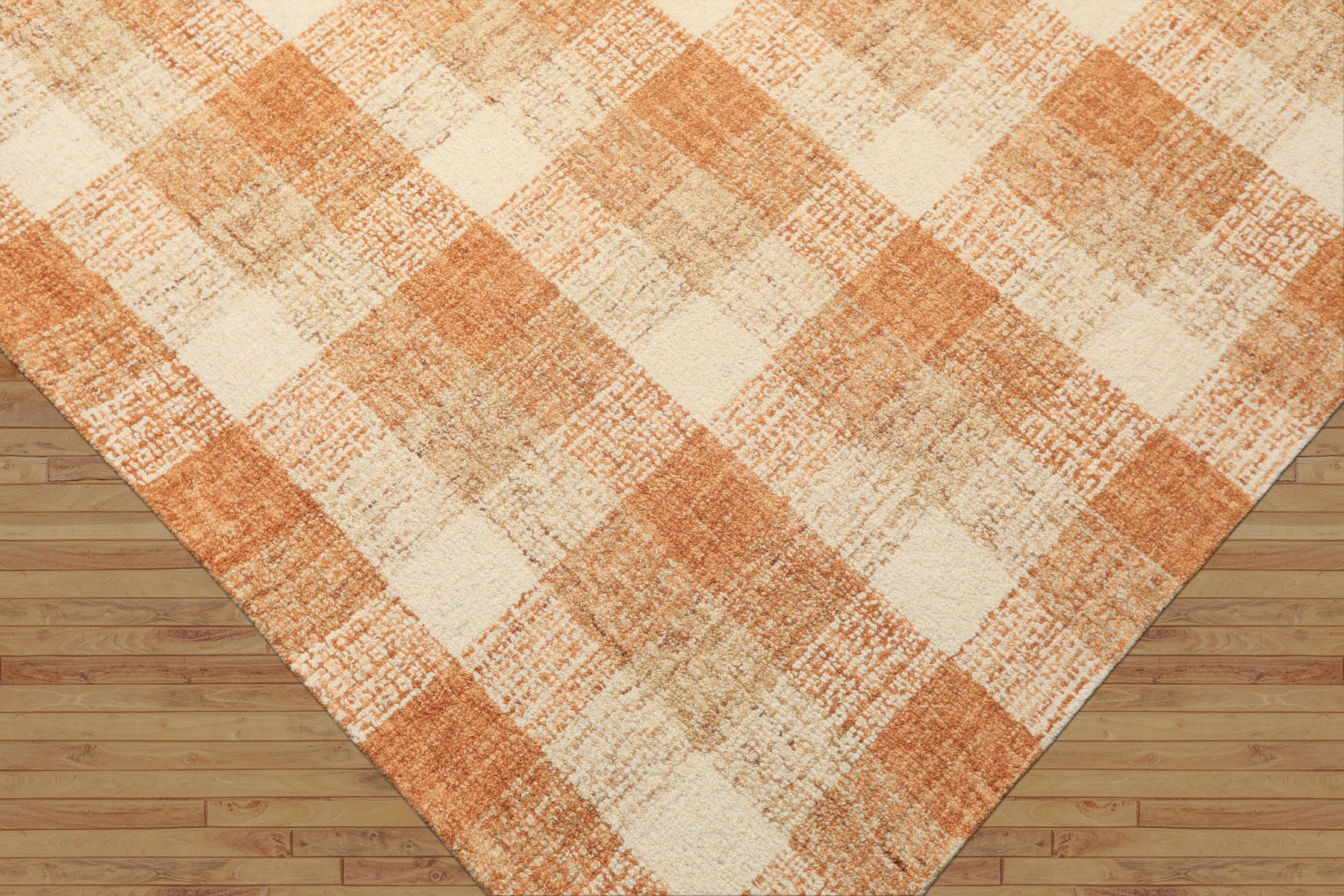 Multi Size Ivory Caramel Beige Color Hand Hooked  Wool Contemporary Oriental Rug