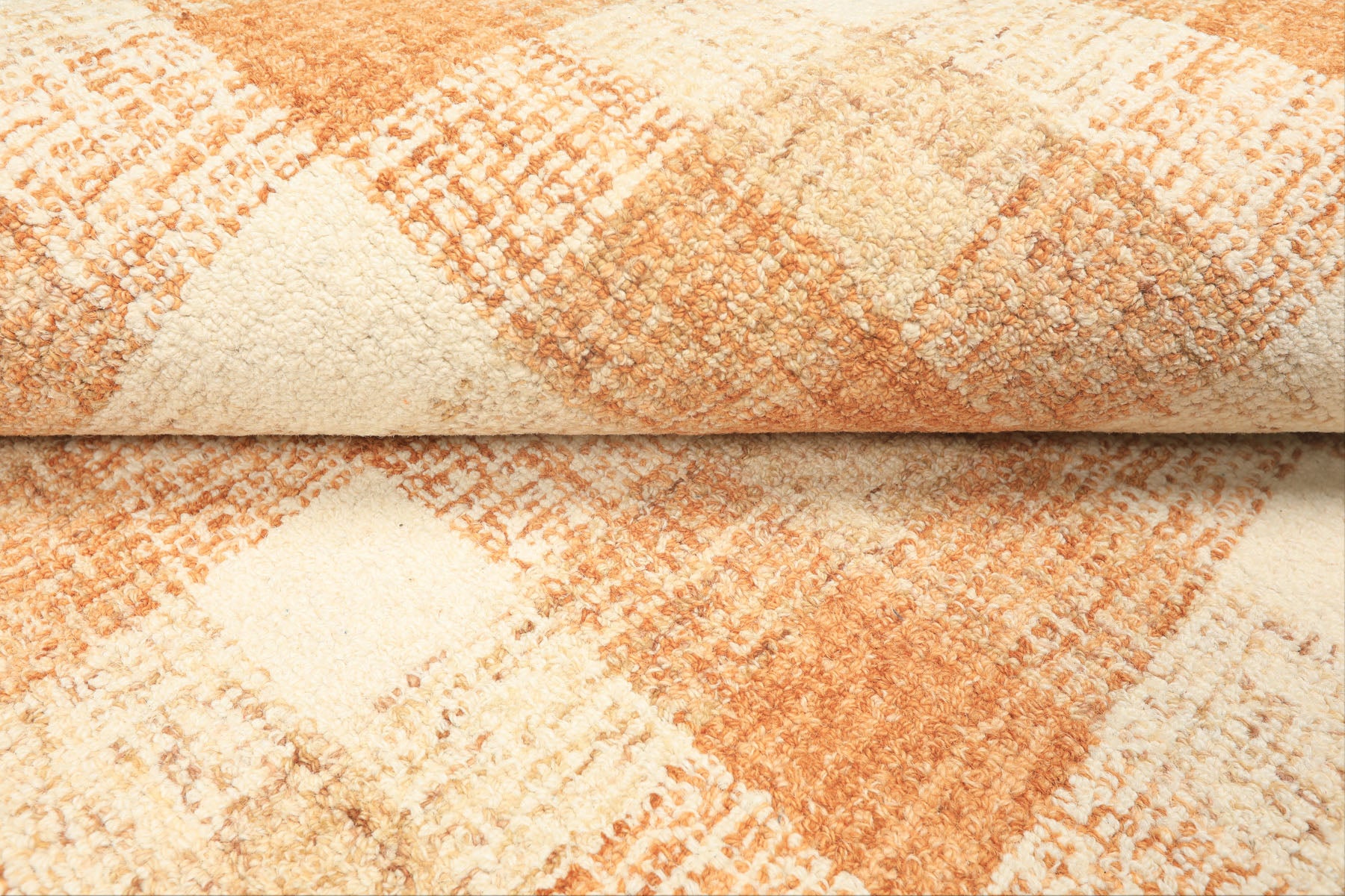 Multi Size Ivory Caramel Beige Color Hand Hooked  Wool Contemporary Oriental Rug