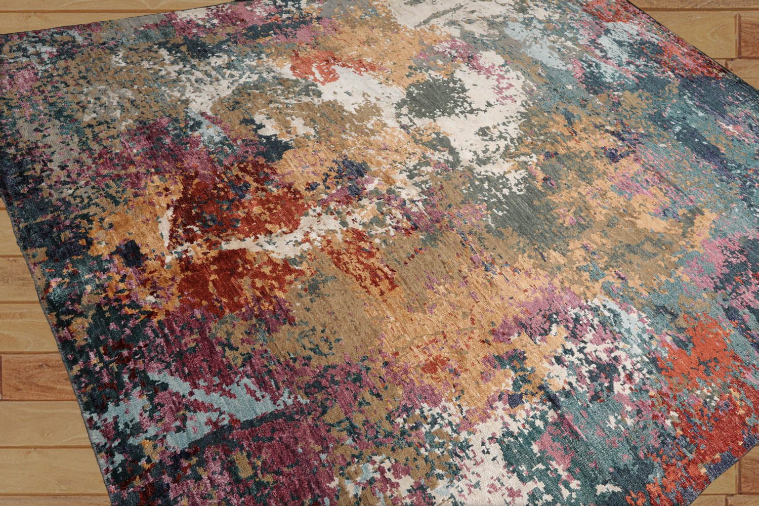 8x10 Beige, Tan, Brown Color Hand Knotted Tibetan Wool & Silk Modern Oriental Rug