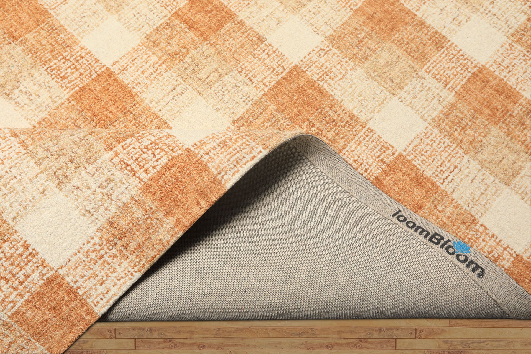 Multi Size Ivory Caramel Beige Color Hand Hooked  Wool Contemporary Oriental Rug