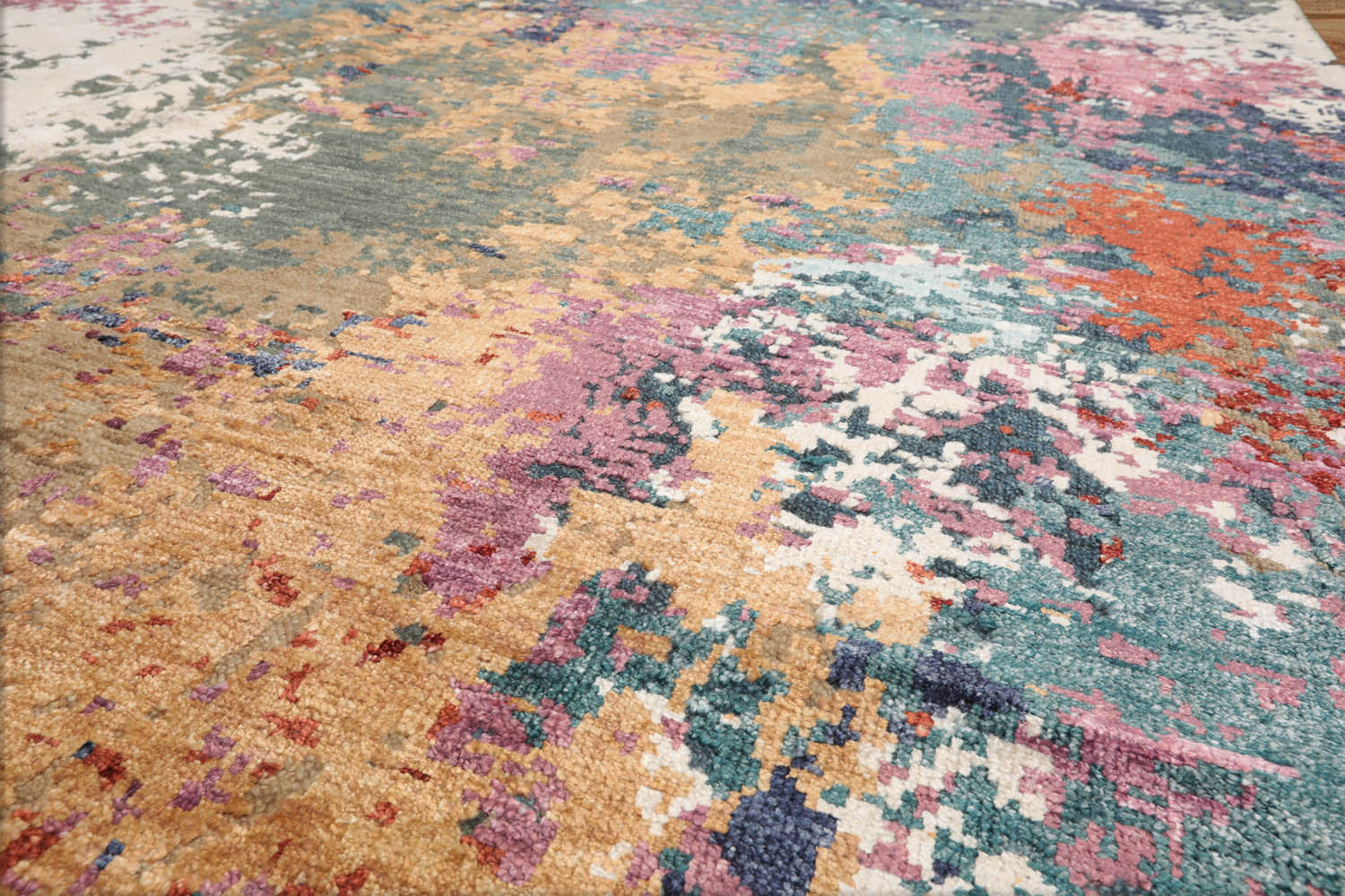 8x10 Beige, Tan, Brown Color Hand Knotted Tibetan Wool & Silk Modern Oriental Rug