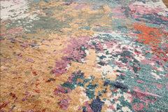 8x10 Beige, Tan, Brown Color Hand Knotted Tibetan Wool & Silk Modern Oriental Rug