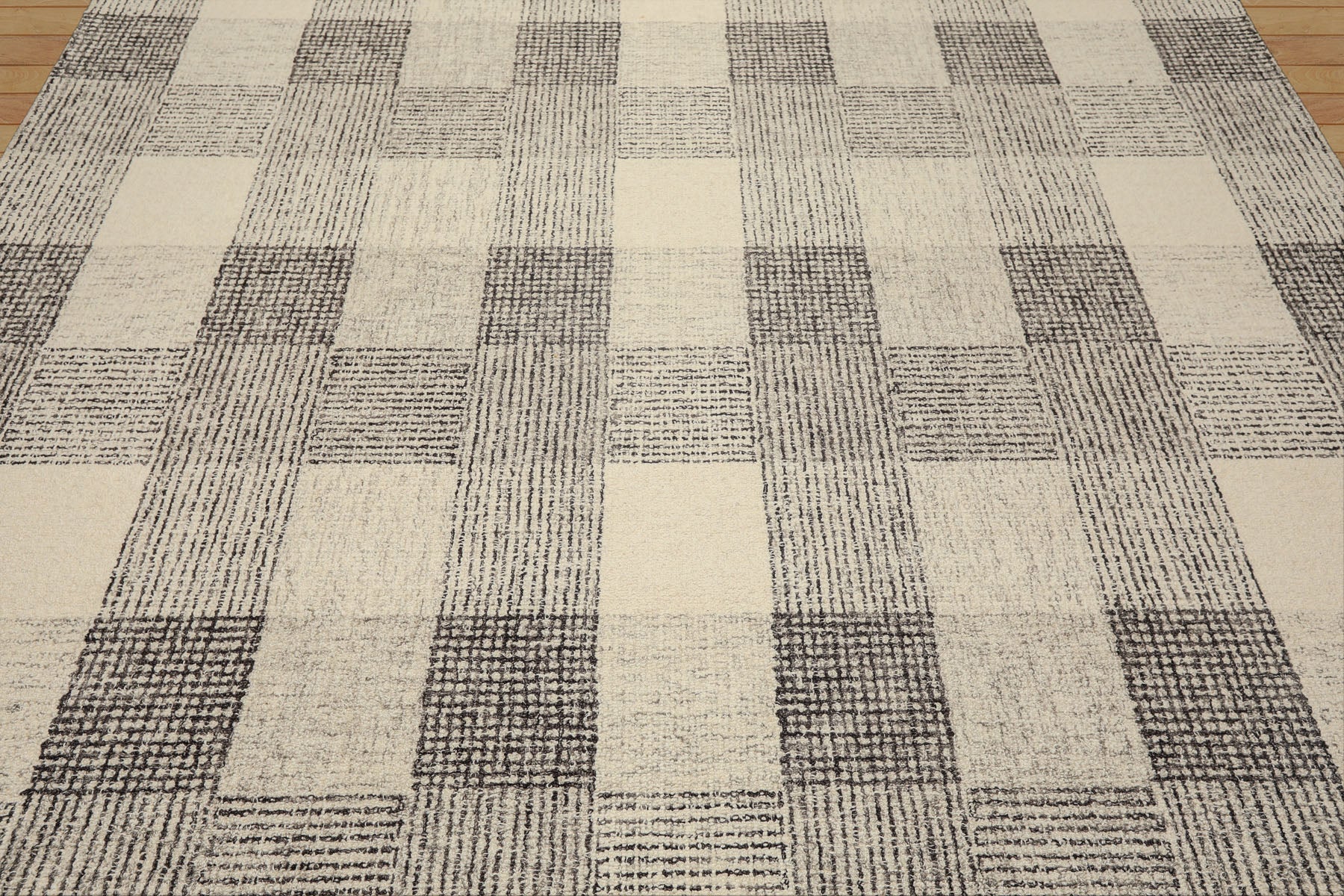 Multi Size Cream Charcoal Gray Color Hand Hooked  Wool Contemporary Oriental Rug