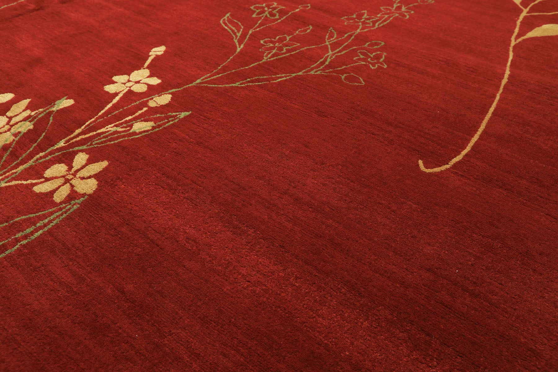 8x10 Red, Orange, Undertone Gold Color Hand Knotted Tibetan Wool & Silk Transitional Oriental Rug