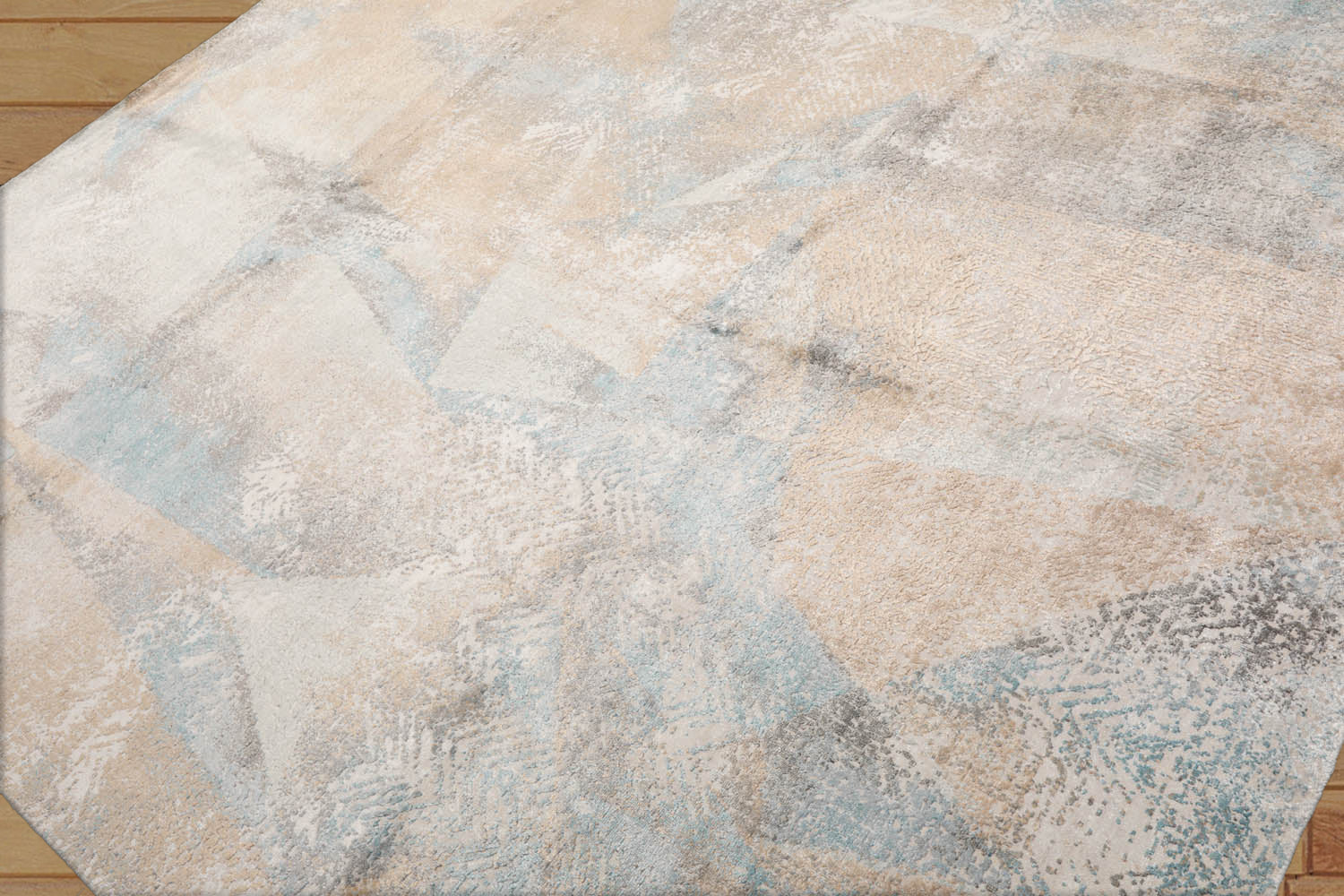 8x10 Beige, Tan, Blue Color Hand Knotted Tibetan Wool & Silk Modern Oriental Rug