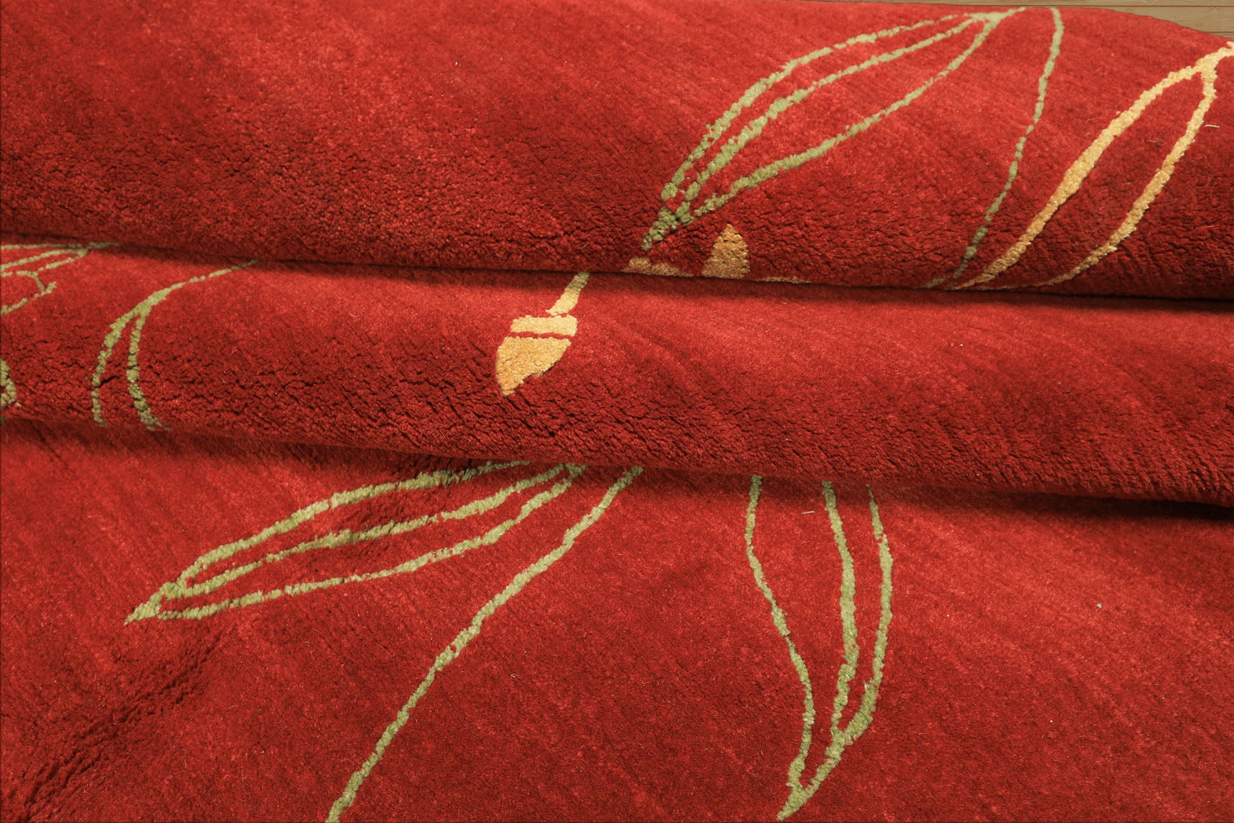 8x10 Red, Orange, Undertone Gold Color Hand Knotted Tibetan Wool & Silk Transitional Oriental Rug