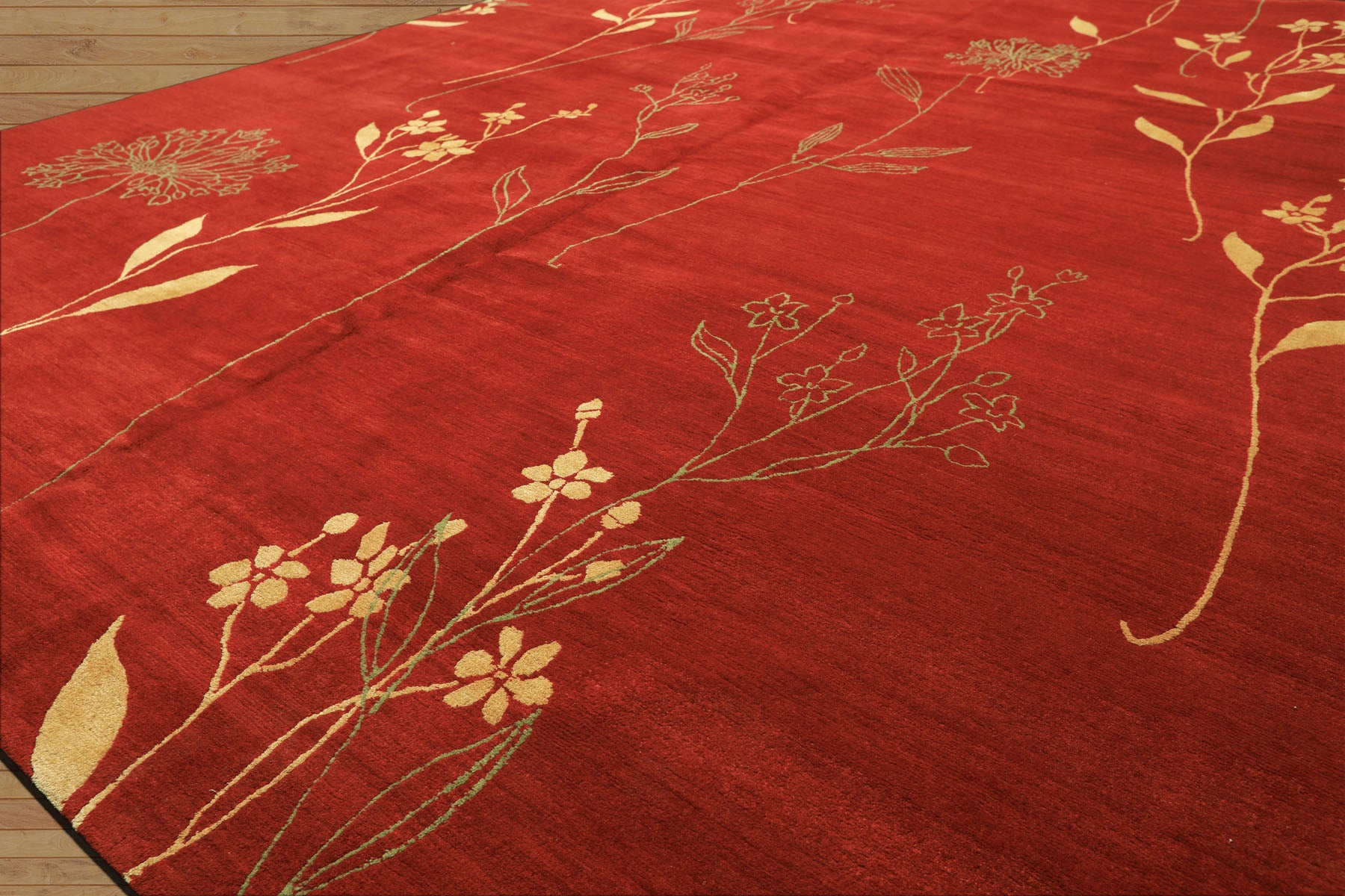 8x10 Red, Orange, Undertone Gold Color Hand Knotted Tibetan Wool & Silk Transitional Oriental Rug