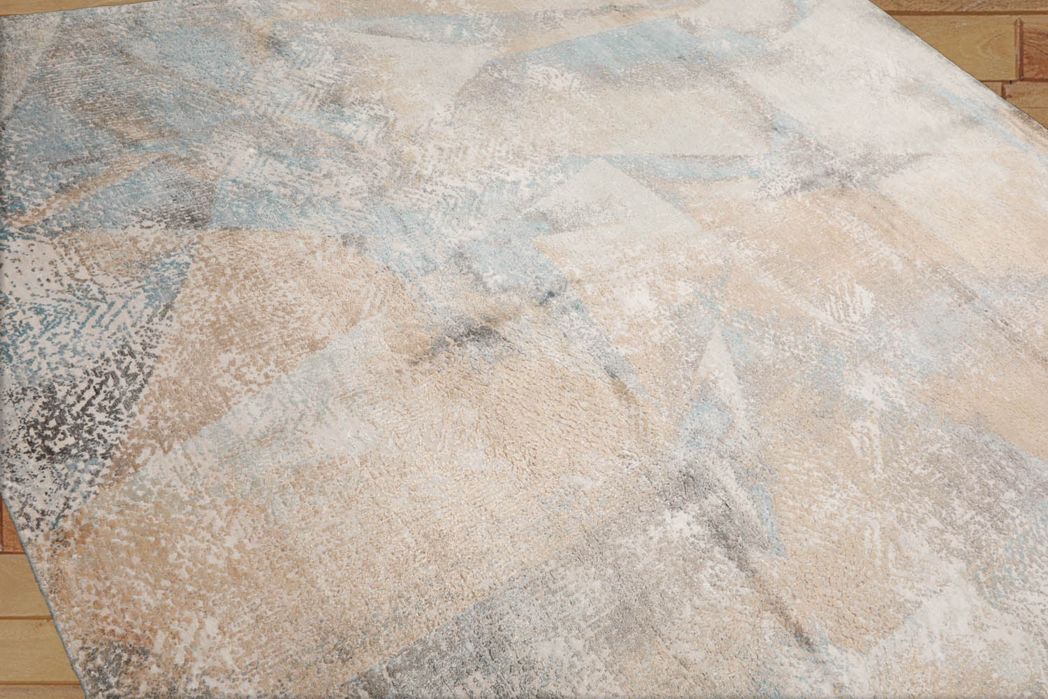 8x10 Beige, Tan, Blue Color Hand Knotted Tibetan Wool & Silk Modern Oriental Rug