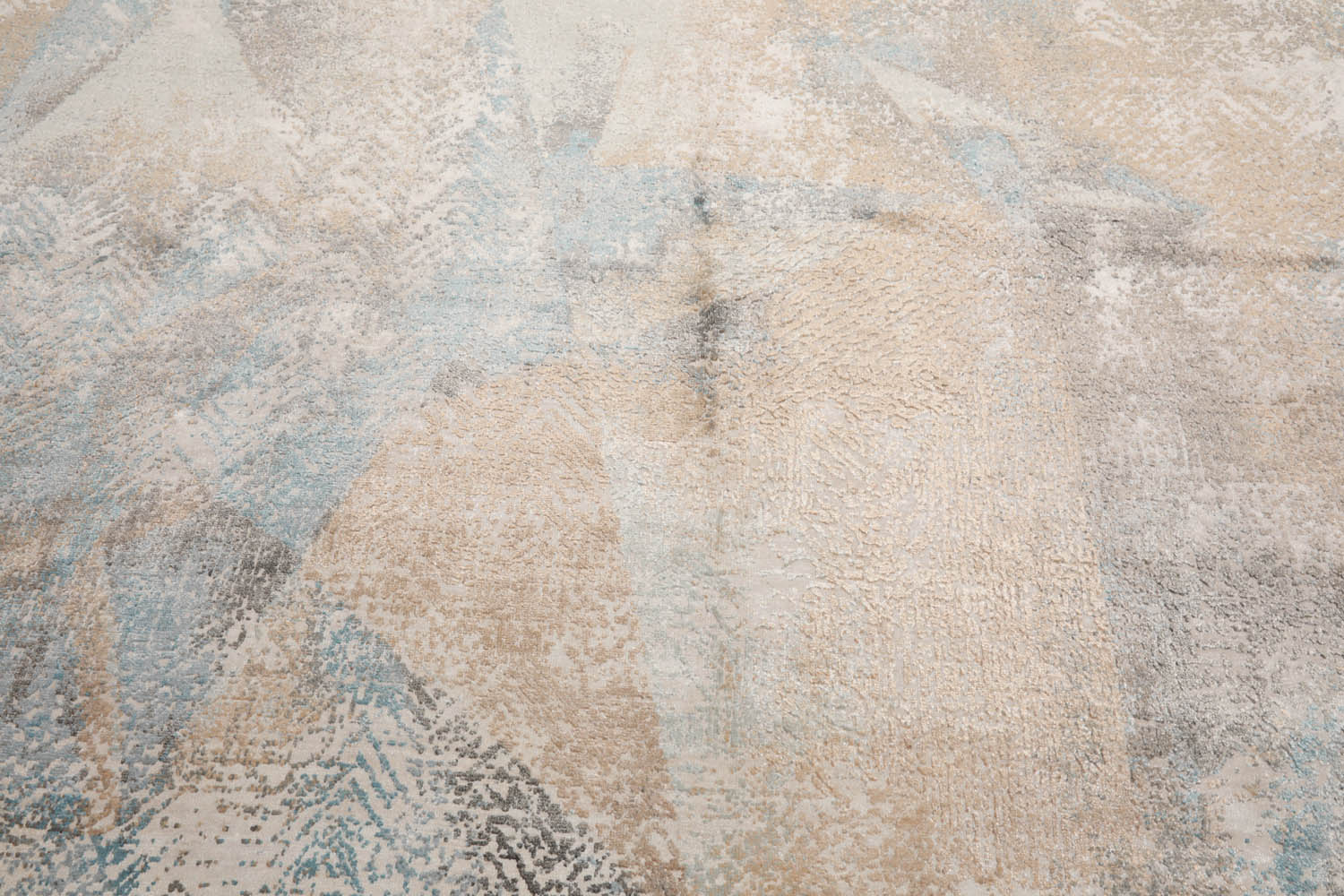 8x10 Beige, Tan, Blue Color Hand Knotted Tibetan Wool & Silk Modern Oriental Rug