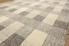 Multi Size Cream Charcoal Gray Color Hand Hooked  Wool Contemporary Oriental Rug