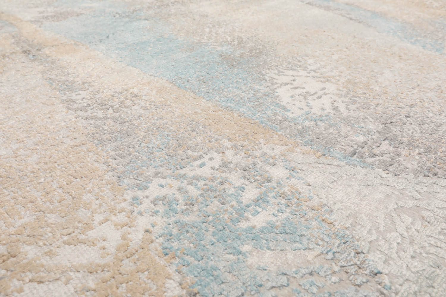 8x10 Beige, Tan, Blue Color Hand Knotted Tibetan Wool & Silk Modern Oriental Rug