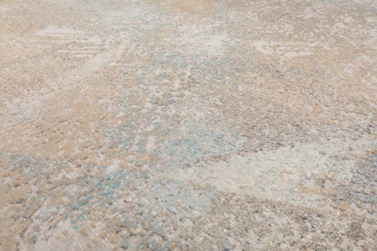 8x10 Beige, Tan, Blue Color Hand Knotted Tibetan Wool & Silk Modern Oriental Rug