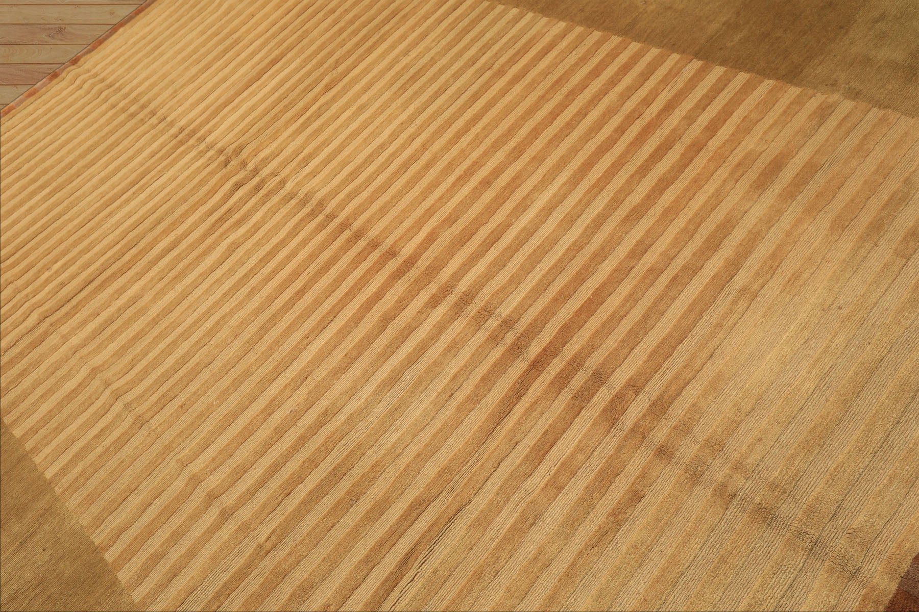 8x9 Khaki, Light Gold, Brown Color Hand Knotted Tibetan Wool Transitional Oriental Rug