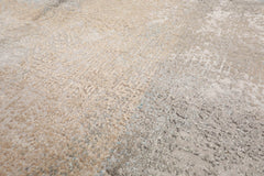 8x10 Beige, Tan, Blue Color Hand Knotted Tibetan Wool & Silk Modern Oriental Rug