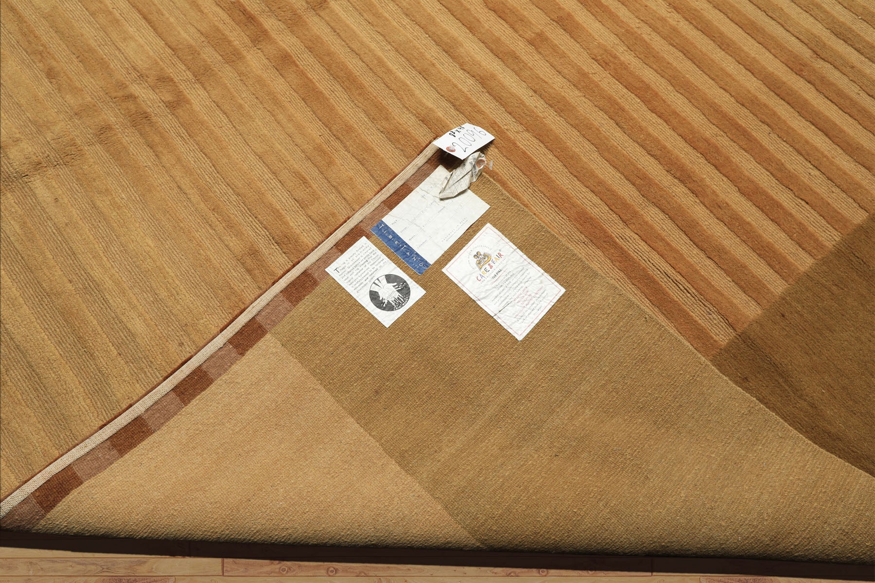 8x9 Khaki, Light Gold, Brown Color Hand Knotted Tibetan Wool Transitional Oriental Rug