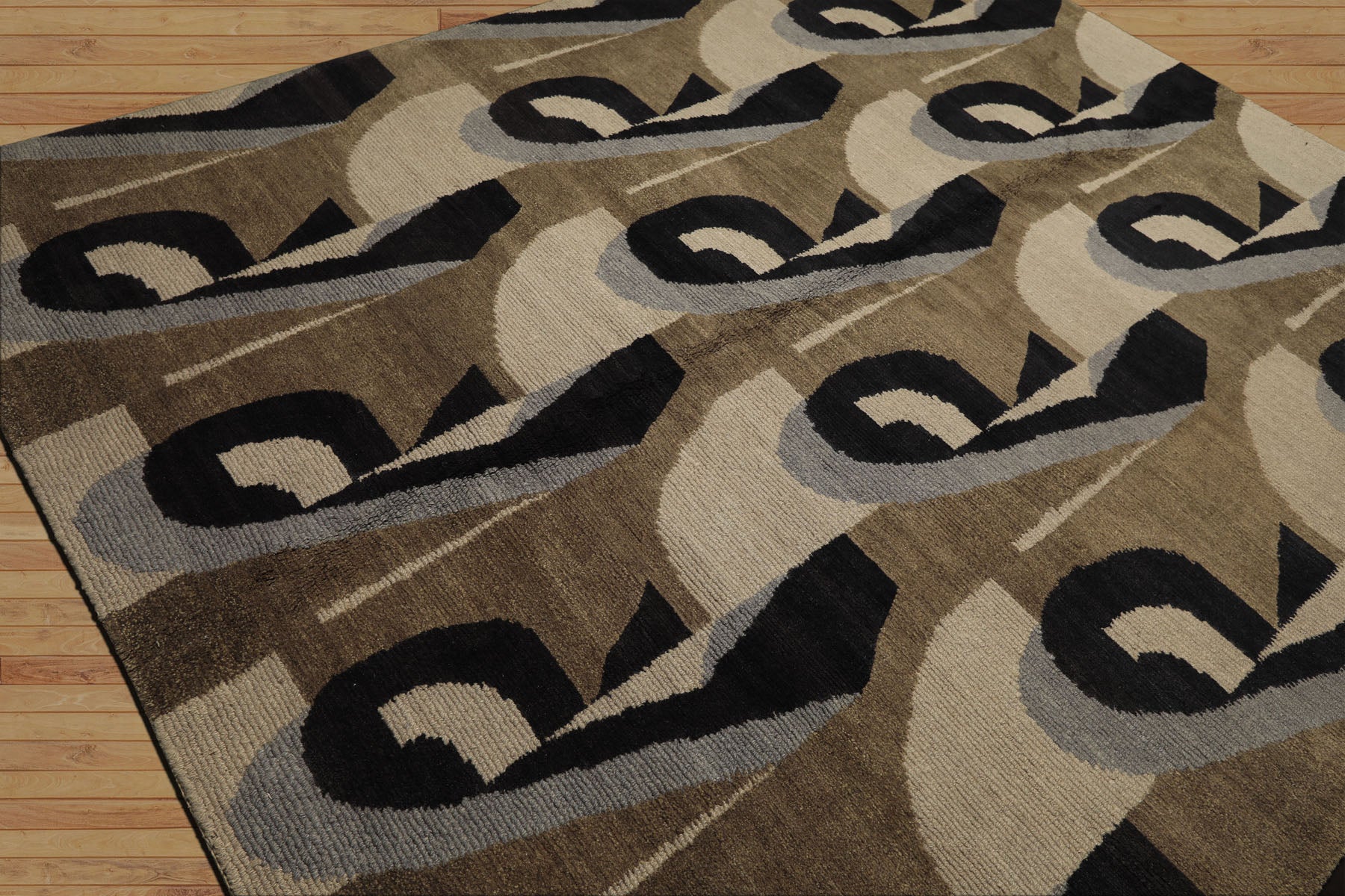 8x10 Moss, Charcoal, Slate Color Hand Knotted Tibetan Wool Modern & Contemporary Oriental Rug