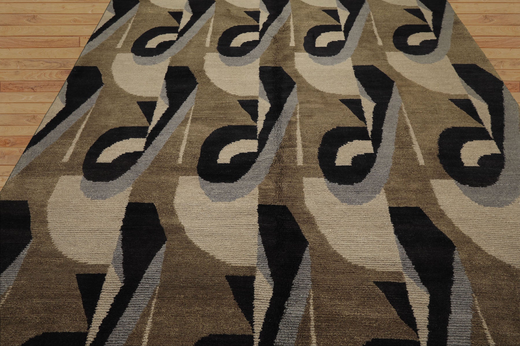 8x10 Moss, Charcoal, Slate Color Hand Knotted Tibetan Wool Modern & Contemporary Oriental Rug