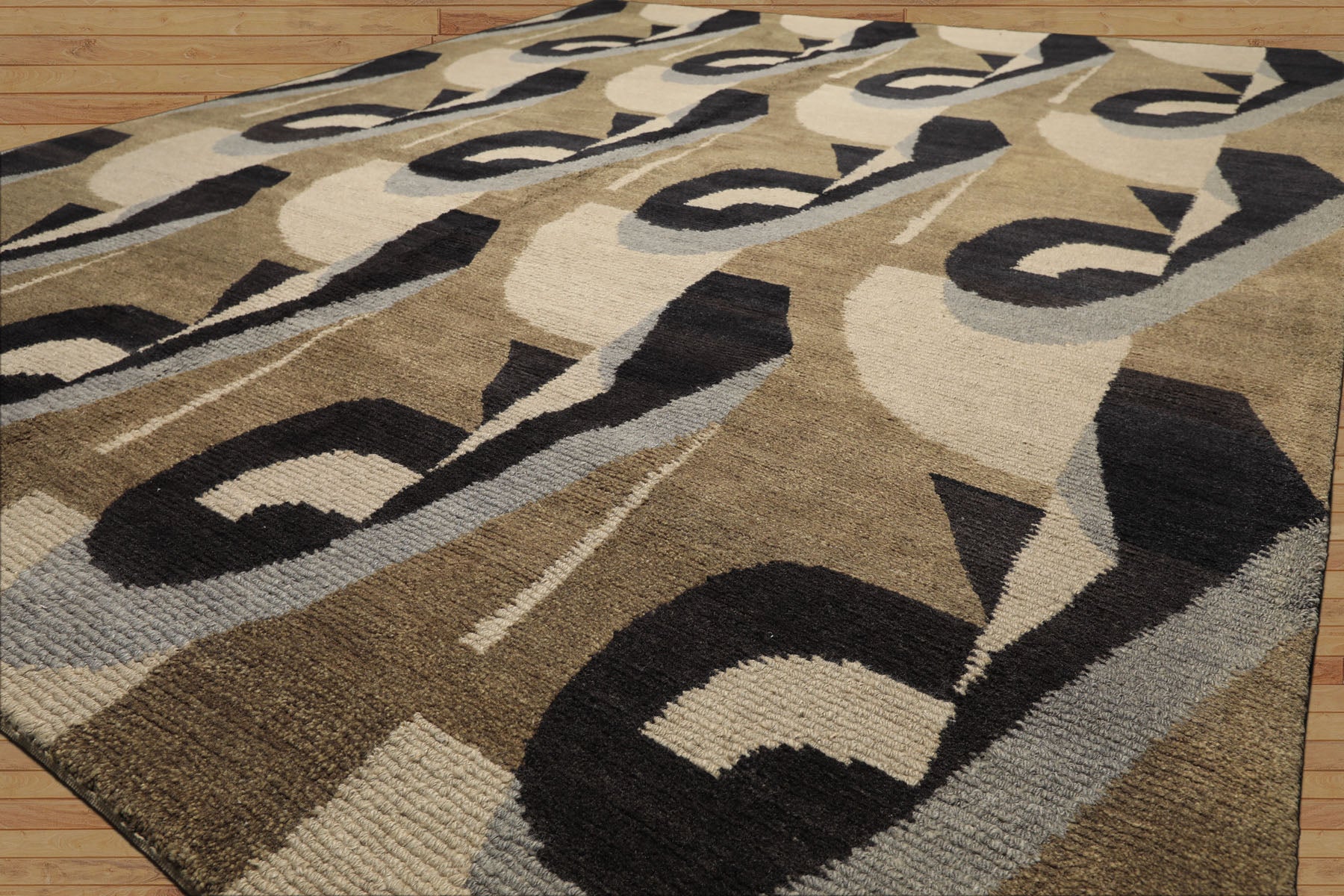 8x10 Moss, Charcoal, Slate Color Hand Knotted Tibetan Wool Modern & Contemporary Oriental Rug
