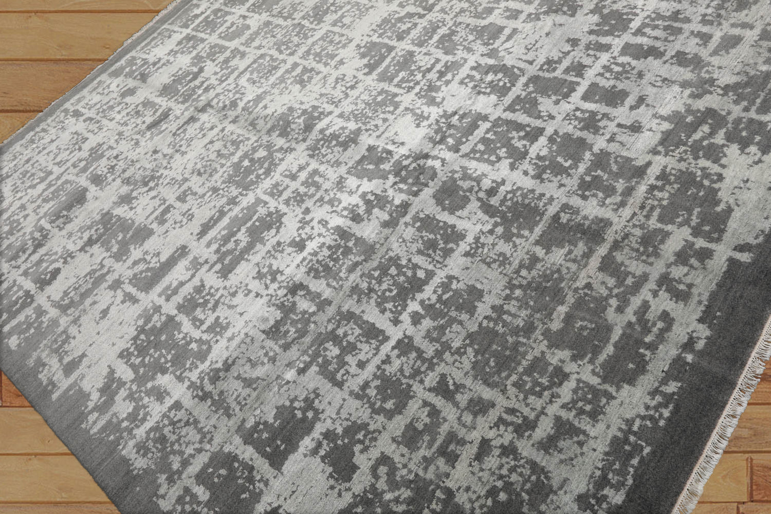 8x10 Tone on Tone Gray, , Color Hand Knotted Tibetan Wool & Silk Modern Oriental Rug