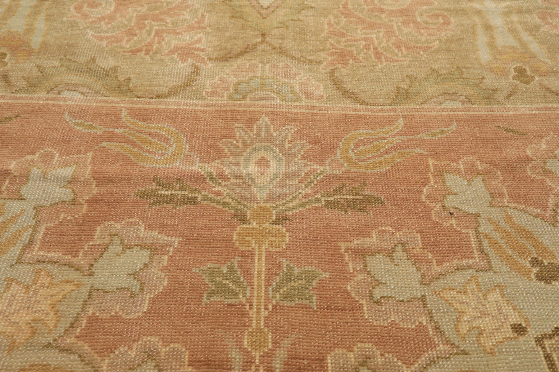 OverSize Moss, Taupe, Mint Color Hand Knotted Oushak Wool Arts & Crafts Oriental Rug