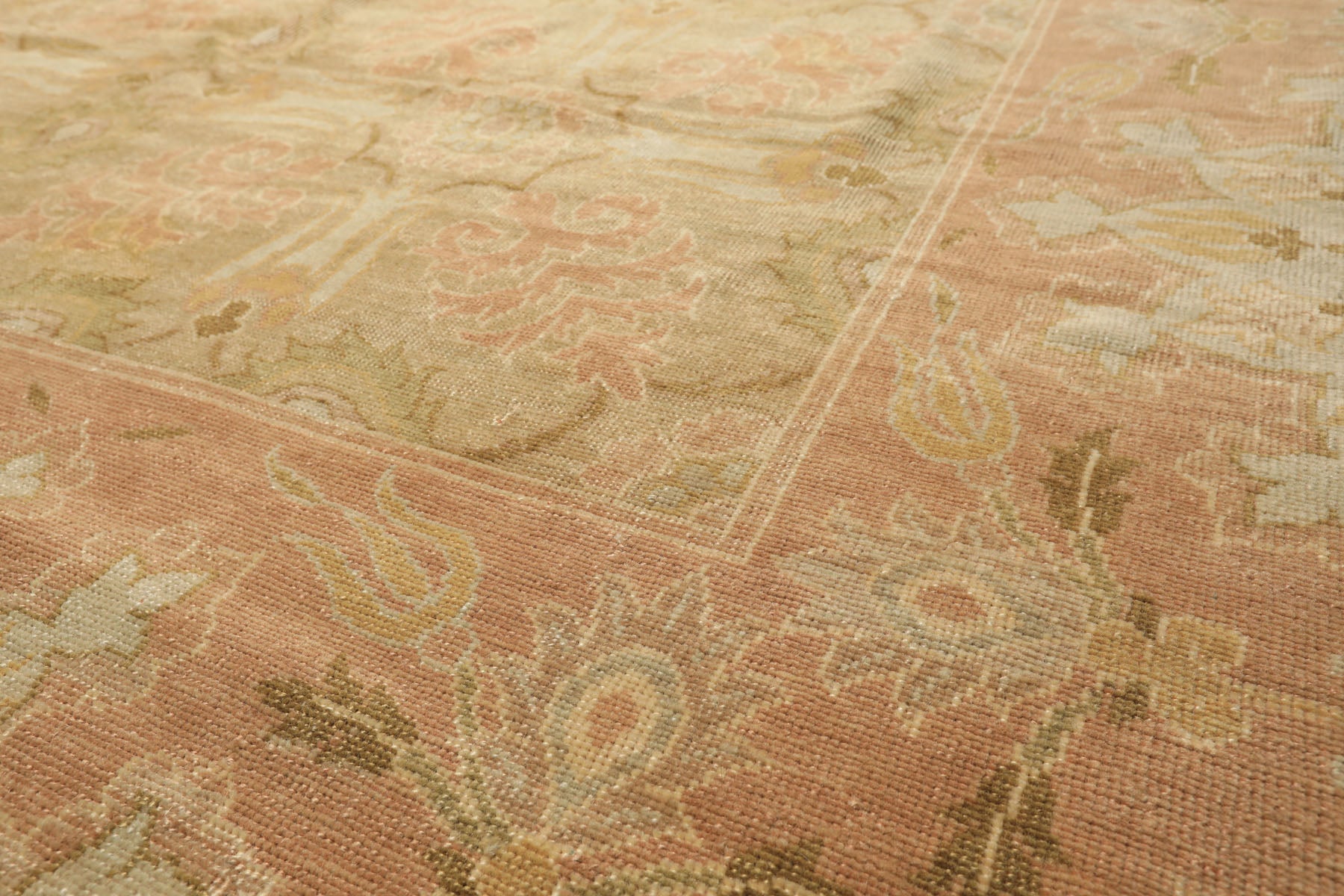 OverSize Moss, Taupe, Mint Color Hand Knotted Oushak Wool Arts & Crafts Oriental Rug