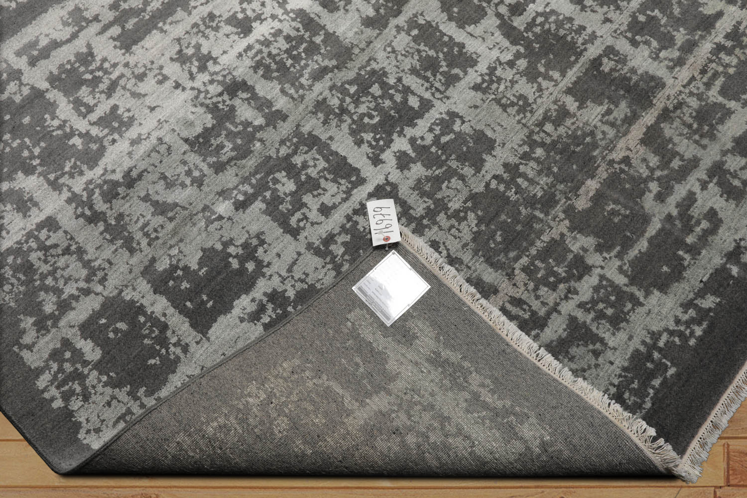 8x10 Tone on Tone Gray, , Color Hand Knotted Tibetan Wool & Silk Modern Oriental Rug