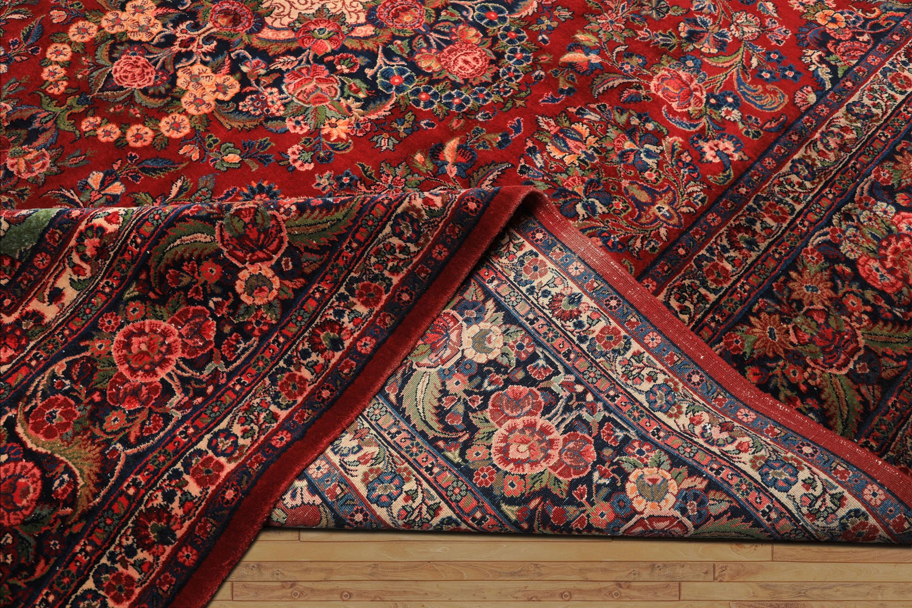 10x15 Red, Navy, Ivory Color Hand Knotted Tabriz Wool Traditional Oriental Rug