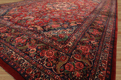 10x15 Red, Navy, Ivory Color Hand Knotted Tabriz Wool Traditional Oriental Rug